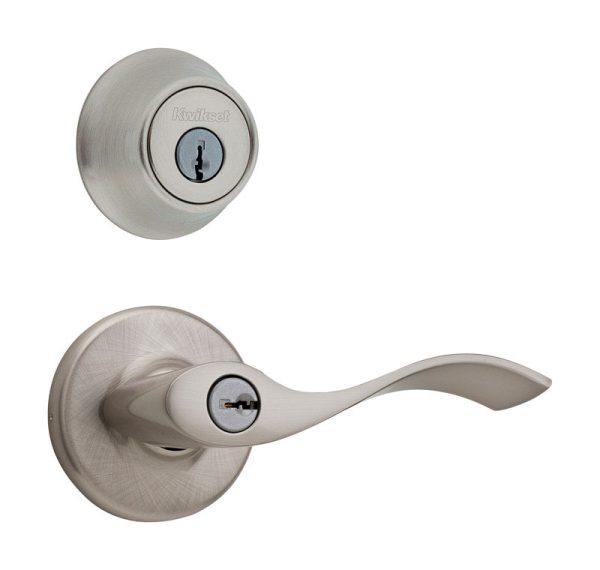 Kwikset Balboa Brushed Entry Lock and Single Cylinder Deadbolt 1-3/4 in.