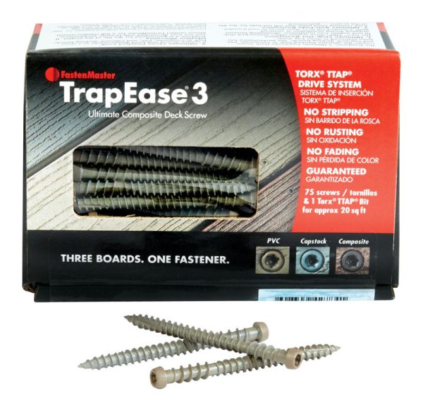 FastenMaster TrapEase No. 10 X 2-1/2 in. L Torx Ttap Flat Head Composite Deck Screws 75 pk