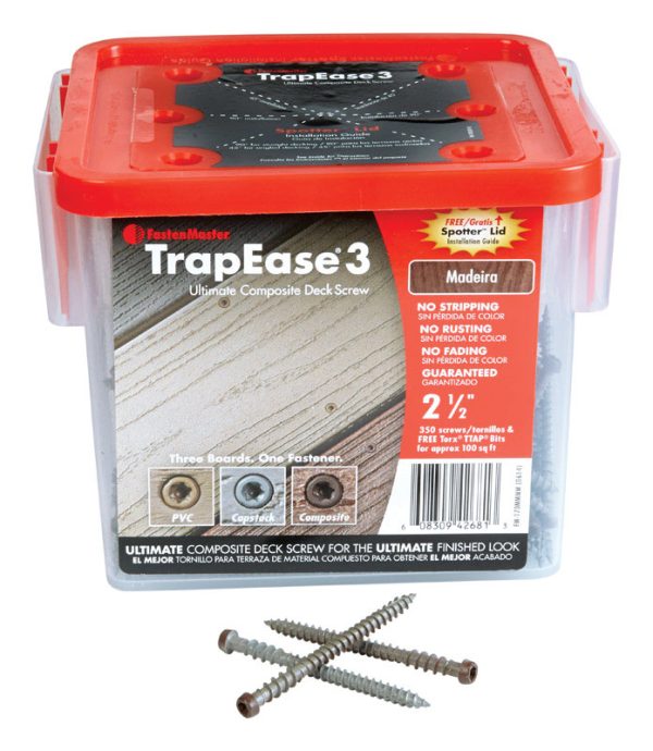 FastenMaster TrapEase 3 No. 10 X 2-1/2 in. L Torx TTAP Flat Head Composite Deck Screws 350 pc