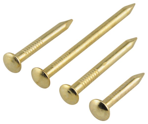 Hillman 1 in. Bendless Brass-Plated Steel Nail Oval Head