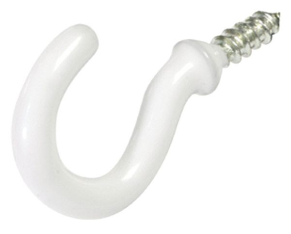 Hillman Small Vinyl Coated White Steel 7/8 in. L Hook 1 lb 6 pk
