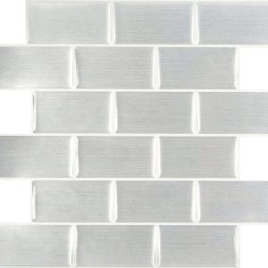 Peel and Impress 10 in. W X 11.25 in. L Gray Multiple Finish (Mosaic) Vinyl Adhesive Wall Tile 4 pc