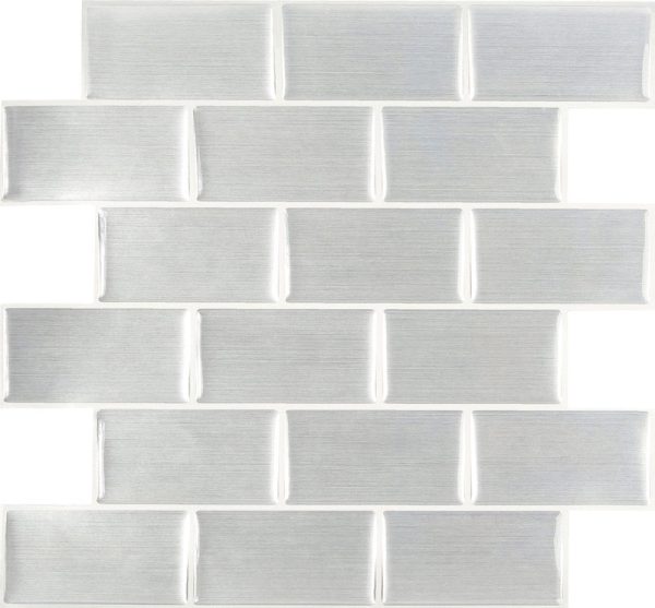 Peel and Impress 10 in. W X 11.25 in. L Gray Multiple Finish (Mosaic) Vinyl Adhesive Wall Tile 4 pc