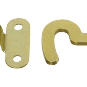 National Hardware Satin Brass Steel Hook and Staple 2 pk