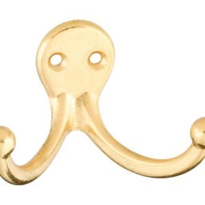National Hardware Brass Gold Zinc Die-Cast Double Clothes Hook 35 lb. cap. 1 pk