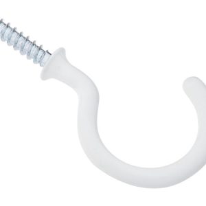 National Hardware Vinyl Coated White Steel 1-1/2 in. L Cup Hook 15 lb 2 pk