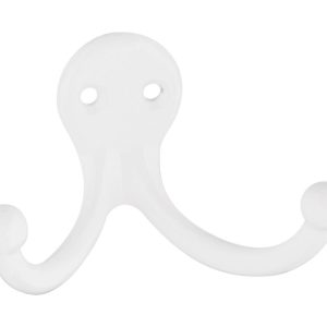 National Hardware 2.93 in. L White Zinc Double Clothes Hook 35 lb. cap. 1 pk