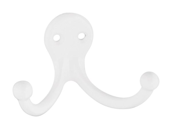 National Hardware 2.93 in. L White Zinc Double Clothes Hook 35 lb. cap. 1 pk