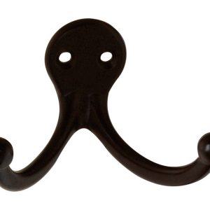 National Hardware 2.93 in. L Oil Rubbed Bronze Black Zinc Double Clothes Hook 35 lb. cap. 2 pk