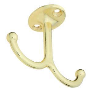National Hardware Brass Plated Zinc Undershelf Coat Hook 35 lb. cap. 2 pk