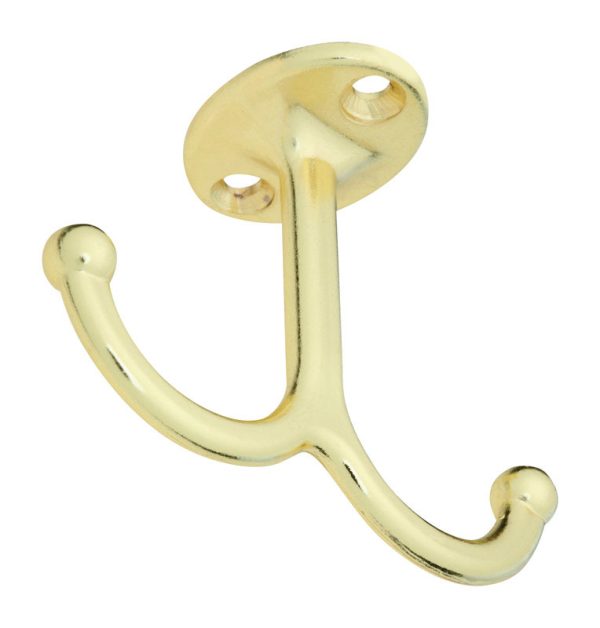 National Hardware Brass Plated Zinc Undershelf Coat Hook 35 lb. cap. 2 pk