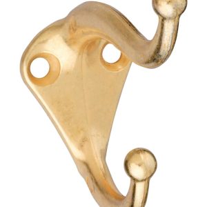 National Hardware 2.75 in. L Brass Gold Zinc Die-Cast Coat/Hat Hook 35 lb. cap. 1 pk