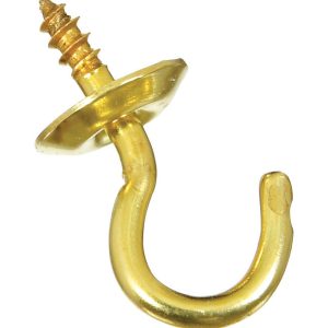 National Hardware Gold Solid Brass 1/2 in. L Cup Hook 1 pk