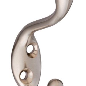 National Hardware 3.3 in. L Satin Nickel Silver Zinc Coat/Hat Hook 75 lb. cap. 1 pk