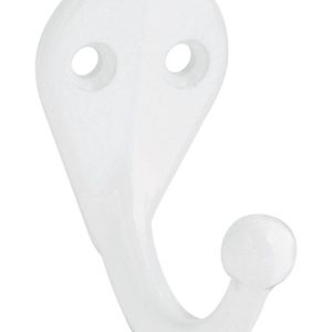 National Hardware 1.75 in. L White Zinc Die-Cast Clothes Hook 35 lb. cap. 1 pk