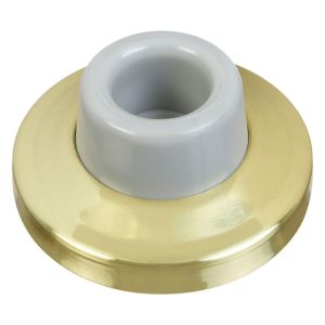 National Hardware Solid Brass w/Rubber Bumper Bright Gold Wall Door Stop Mounts to wall 2.34 in.