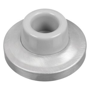 National Hardware Solid Brass w/Rubber Bumper Chrome Silver Wall Door Stop Mounts to wall 2.34 in.