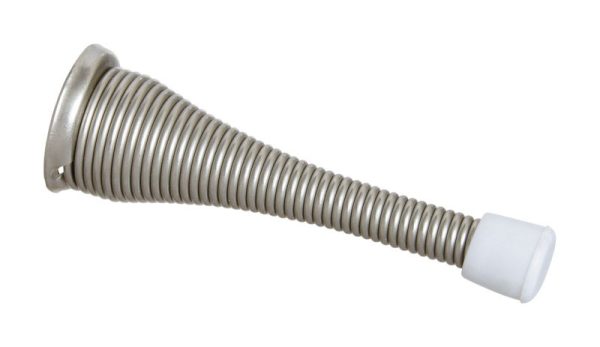 National Hardware Steel w/Plastic Tip Satin Nickel Silver Spring Door Stop Mounts to wall