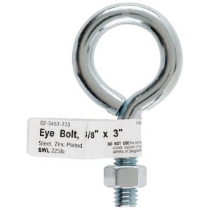 Hampton 3/8 in. X 2-3/4 in. L Zinc-Plated Steel Eyebolt Nut Included