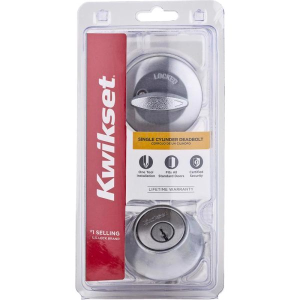 Kwikset Satin Chrome Metal Deadbolt