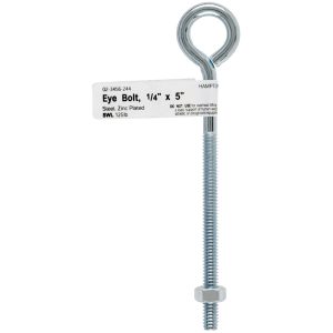 Hampton 1/4 in. X 5 in. L Zinc-Plated Steel Eyebolt Nut Included