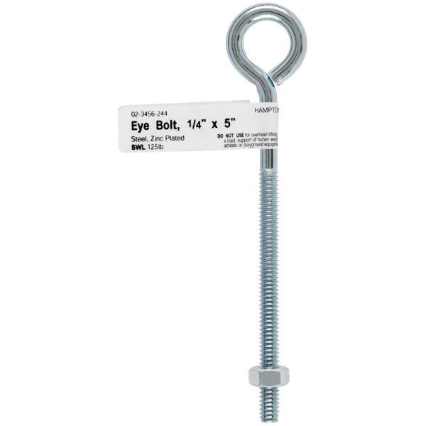 Hampton 1/4 in. X 5 in. L Zinc-Plated Steel Eyebolt Nut Included