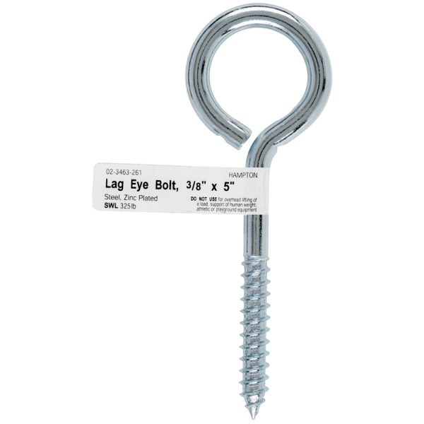 Hampton 7/16 in. X 5 in. L Zinc-Plated Steel Lag Thread Eyebolt Nut Included