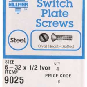 Hillman No. 6-32 X 1/2 in. L Slotted Oval Head Steel Machine Screws 4 pk
