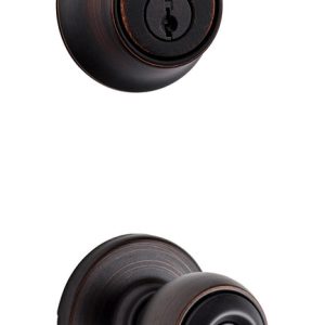 Kwikset Polo Venetian Bronze Entry Knob and Single Cylinder Deadbolt 1-3/4 in.
