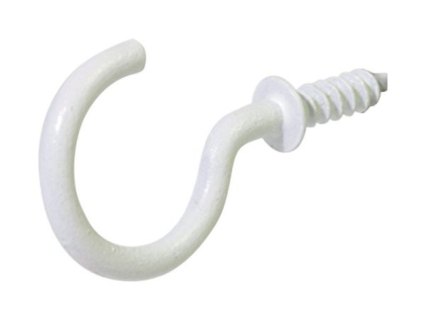 Hillman Large White Metal 7/8 in. L Cup Hook 1 lb 8 pk