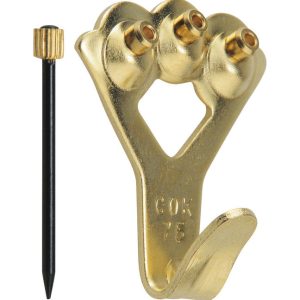 Hillman OOK Brass-Plated Blue Picture Hanger 75 lb 1 pk