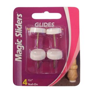 Magic Sliders Plastic Nail-On Heavy Duty Glide White Round 3/4 in. W 4 pk