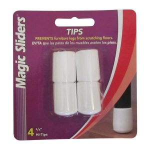 Magic Sliders Vinyl Leg Tip White Round 3/4 in. W 4 pk