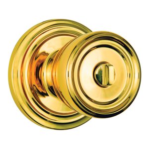 Brinks Push Pull Rotate Barrett Polished Brass Entry Knob KW1 1.75 in.