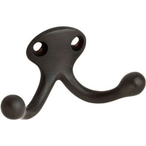 Ives Small Oil Rubbed Bronze Brass 1-3/16 in. L Double Garment Hook 35 lb 1 pk