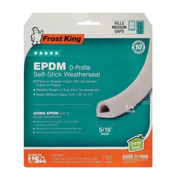 Frost King White EPDM Rubber Foam Weather Seal For Doors and Windows 17 ft. L X 1/4 in.