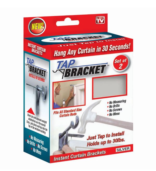 TAP BRACKET As Seen On TV Silver Steel Curtain Bracket 30 lb