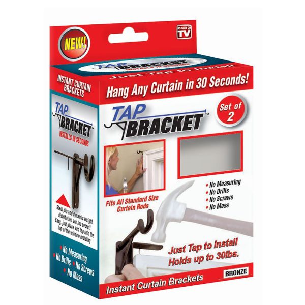 TAP BRACKET As Seen On TV Bronze Steel Curtain Bracket 30 lb