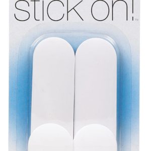 iDesign 4 in. L White Plastic Small and Medium Stick On! Tall Hook 2 pk