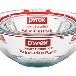 Pyrex Smart Essentials 3 pk Glass Clear Mixing Bowl Set 3 pc