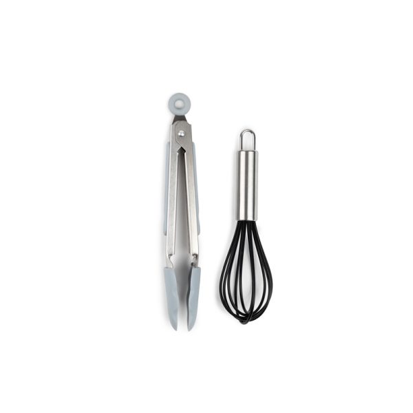 Core Home Silver Silicone/Stainless Steel Whisk Tong Set