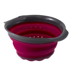 Squish Gray/Pink Polypropylene/TPR Collapsible Colander 3 cups