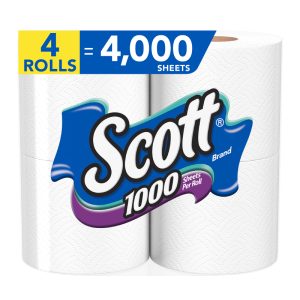 Scott Toilet Paper 4 Rolls 1000 sheet 4 in.