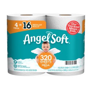 Angel Soft Toilet Paper 4 Rolls 320 sheet 405.33 sq ft