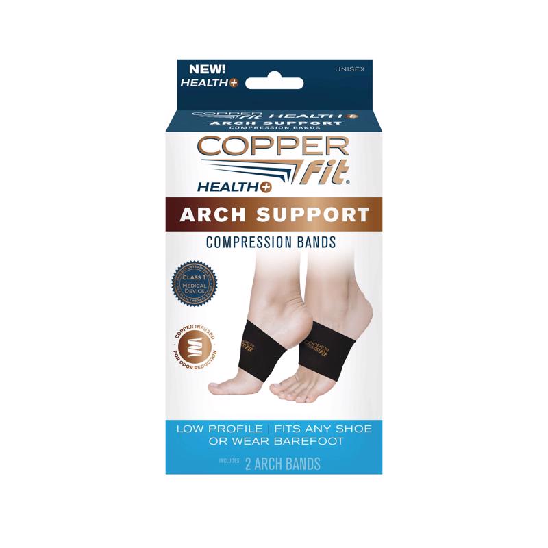 Copper Fit Health+ Black Basic Foot Compression Sleeve 1 box 2 ct ...