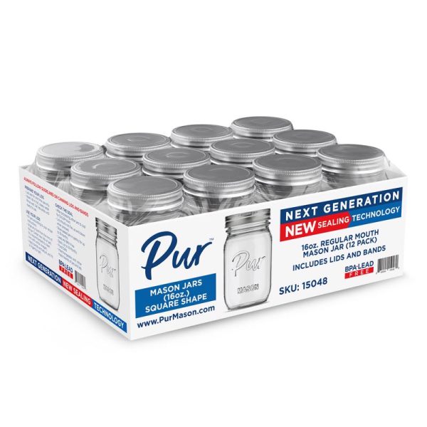 Pur Regular Mouth Mason Jar 16 oz 12 pk