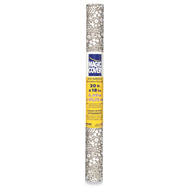 Magic Cover 20 ft. L X 18 in. W Brown/White Petite Garland Portobello Shelf and Drawer Liner