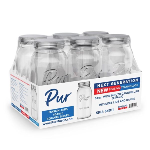 Pur Wide Mouth Mason Jar 64 oz 6 pk