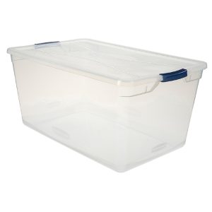 Rubbermaid Cleverstore 95 qt Blue/Clear Storage Tote 13.25 in. H X 17.75 in. W X 29 in. D Stackable