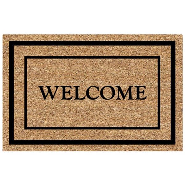 DeCoir 18 in. L X 30 in. W Tan/Black Classic Welcome Border Entrance Mat